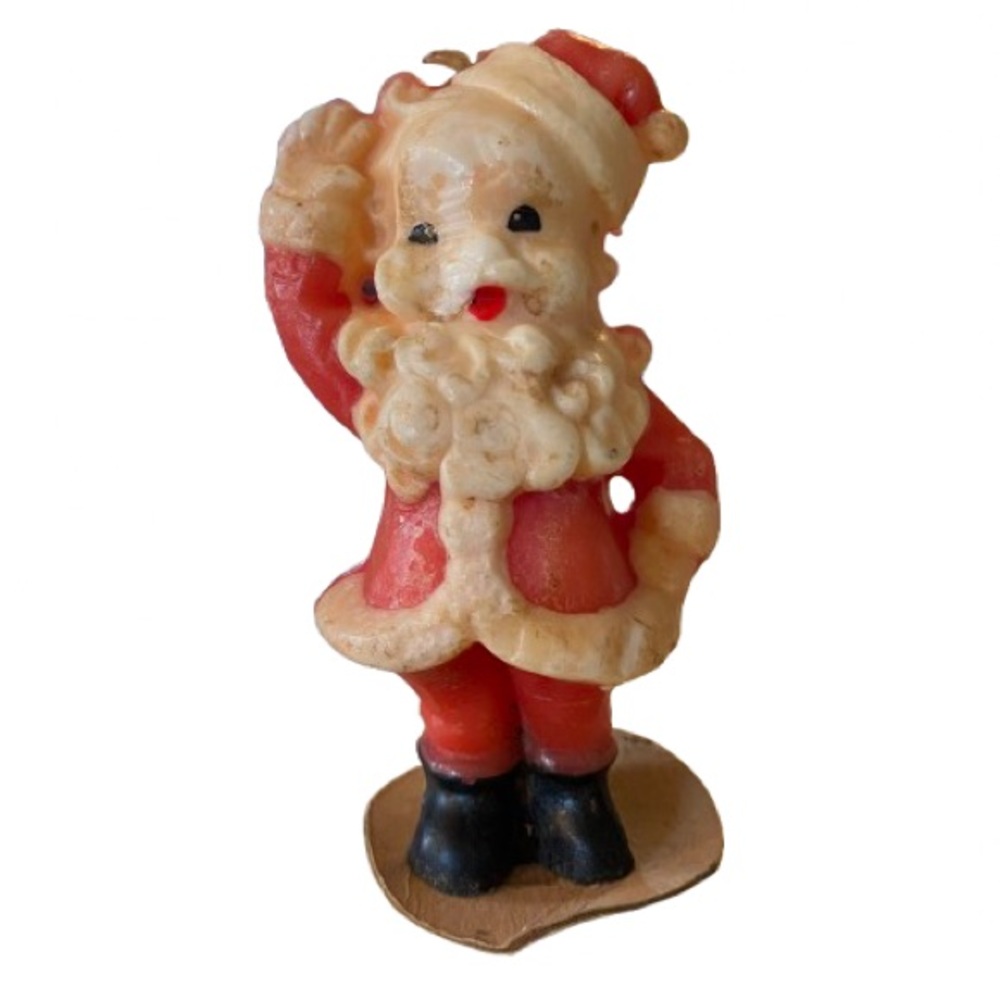 Gurley Waving Santa Claus Vintage Christmas Candle 5.25” Unlit Original Label